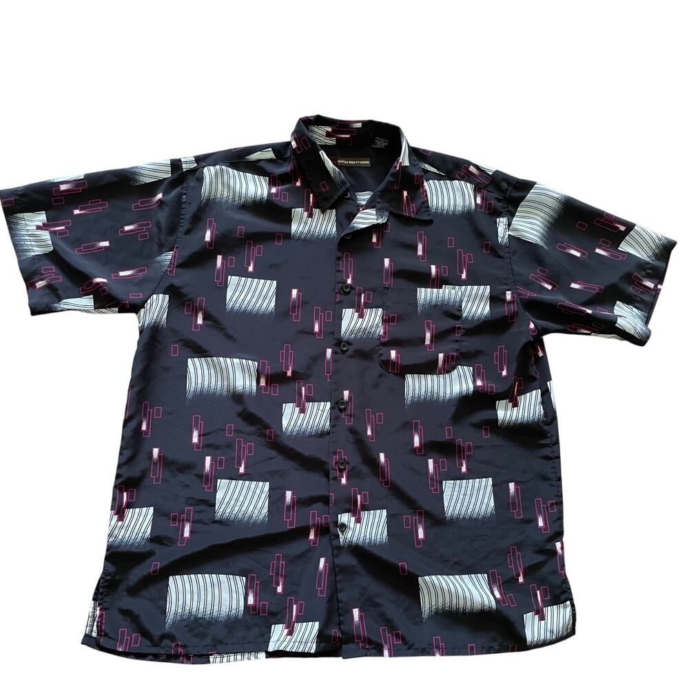 VTG 90s Giogio Berttynari Patterned Button Up Shirt Mod Style size XL